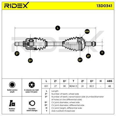 Półoś Napędowa RIDEX 13D0341 13D0341 - foto 7