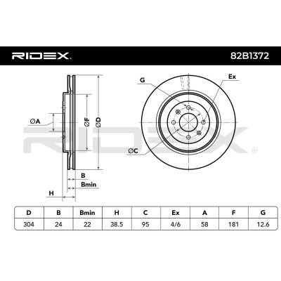 Tarcza hamulcowa RIDEX 82B1372 82B1372 - foto 6