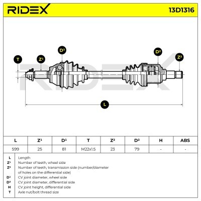 Półoś Napędowa RIDEX 13D1316 13D1316 - foto 7