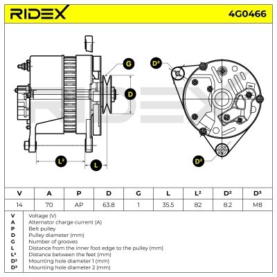 Alternator RIDEX 4G0466 4G0466 - foto 5