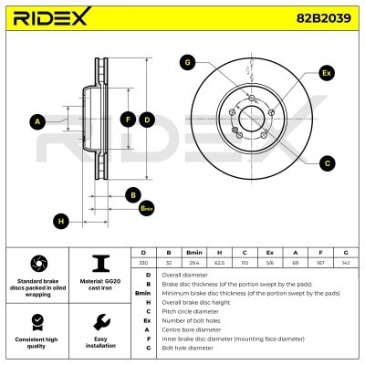 Tarcza hamulcowa RIDEX 82B2039 82B2039 - foto 6
