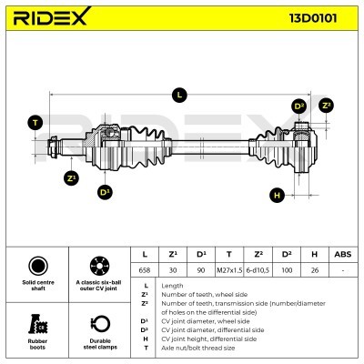 Półoś Napędowa RIDEX 13D0101 13D0101 - foto 4