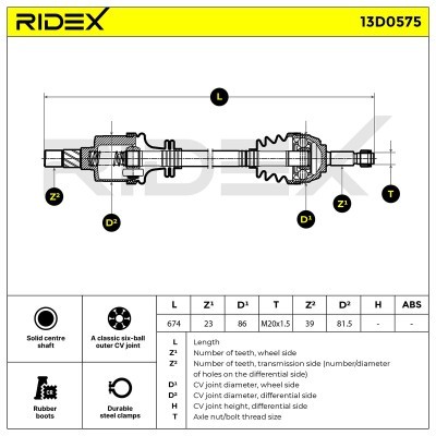 Półoś Napędowa RIDEX 13D0575 13D0575 - foto 12
