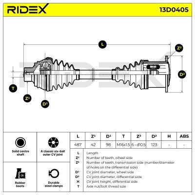 Półoś Napędowa RIDEX 13D0405 13D0405 - foto 6