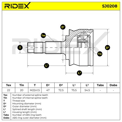 Przegub RIDEX 5J0208 5J0208 - foto 5