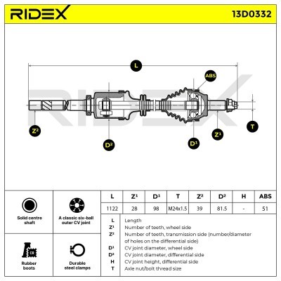 Półoś Napędowa RIDEX 13D0332 13D0332 - foto 8