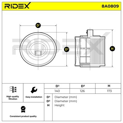 Filtr Powietrza RIDEX 8A0809 8A0809 - foto 5