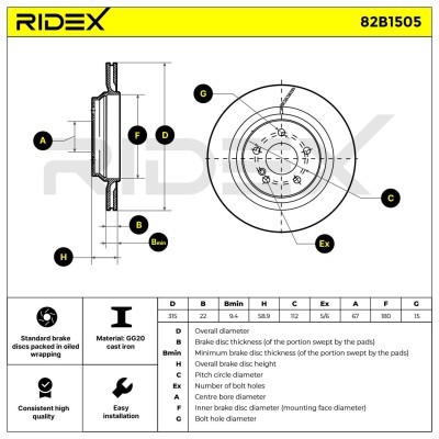 Tarcza hamulcowa RIDEX 82B1505 82B1505 - foto 6