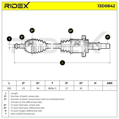 Półoś Napędowa RIDEX 13D0842 13D0842 - foto 7