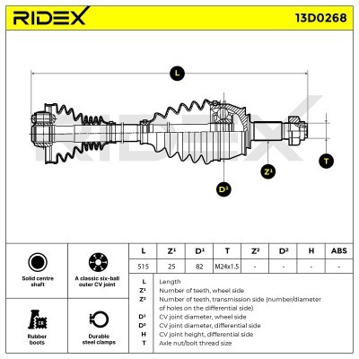 Półoś Napędowa RIDEX 13D0268 13D0268 - foto 4