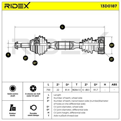 Półoś Napędowa RIDEX 13D0187 13D0187 - foto 7