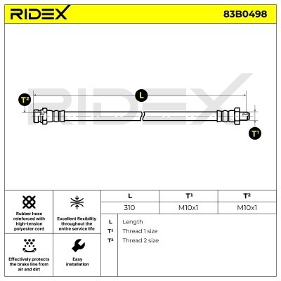Przewód hamulcowy elast RIDEX 83B0498 83B0498 - foto 6