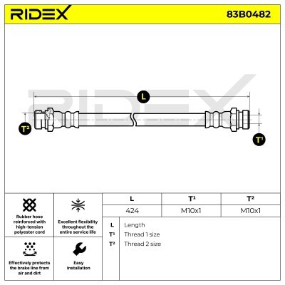 Przewód hamulcowy elast RIDEX 83B0482 83B0482 - foto 5