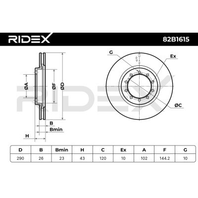 Tarcza hamulcowa RIDEX 82B1615 82B1615 - foto 7