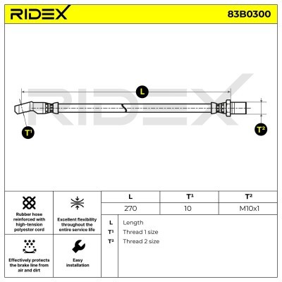 Przewód hamulcowy elast RIDEX 83B0300 83B0300 - foto 3