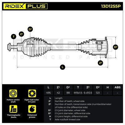 Półoś Napędowa RIDEX 13D1255P 13D1255P - foto 8