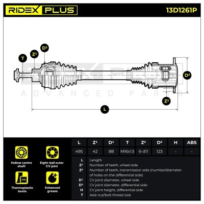 Półoś Napędowa RIDEX 13D1261P 13D1261P - foto 8