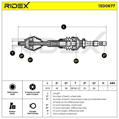 Półoś Napędowa RIDEX 13D0677 13D0677 - foto 6