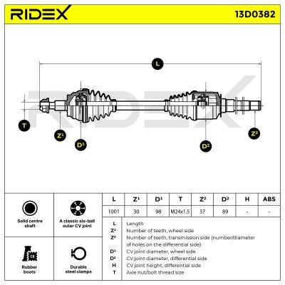 Półoś Napędowa RIDEX 13D0382 13D0382 - foto 7