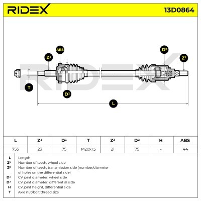 Półoś Napędowa RIDEX 13D0864 13D0864 - foto 7
