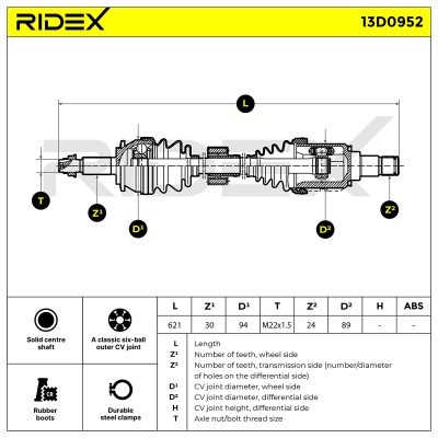 Półoś Napędowa RIDEX 13D0952 13D0952 - foto 7