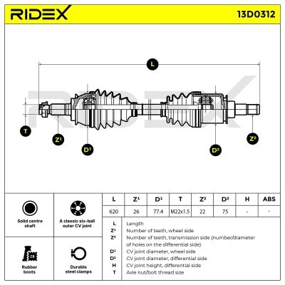 Półoś Napędowa RIDEX 13D0312 13D0312 - foto 6